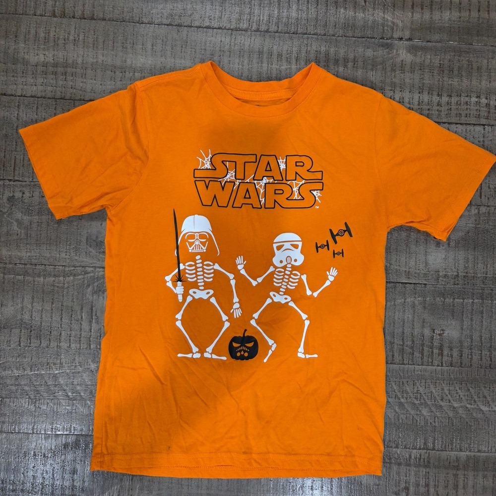 Star Wars Boys Halloween Graphic T Skeleton Darth Vader/Stormtrooper Large 10/12